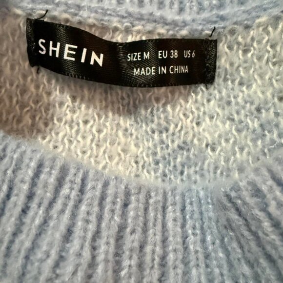 Shein Blue and White Tiger Striped Crop Sweater - Size - Picture 3 of 5